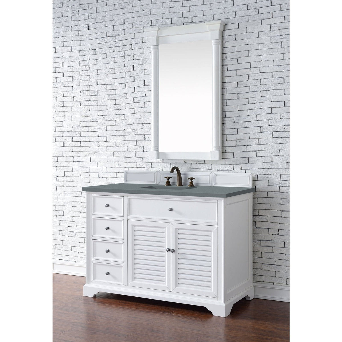 James Martin Vanities Savannah 48" Bright White Single Vanity - 238-104-V48-BW-3AF