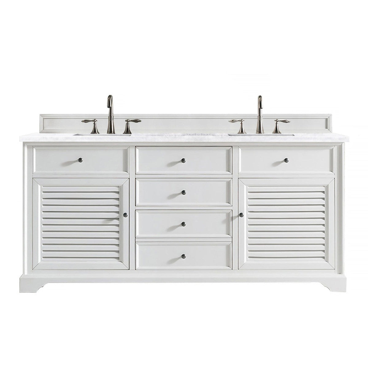 James Martin Vanities Savannah 72" Bright White Double Vanity - 238-104-V72-BW-3AF