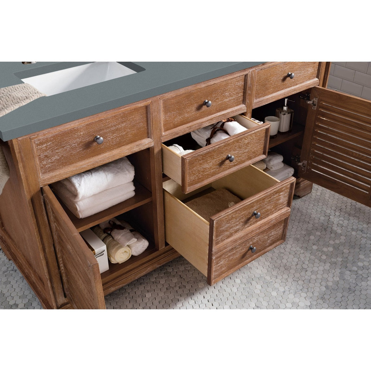 James Martin Vanities Savannah 60" Driftwood Double Vanity - 238-104-5611-3AF