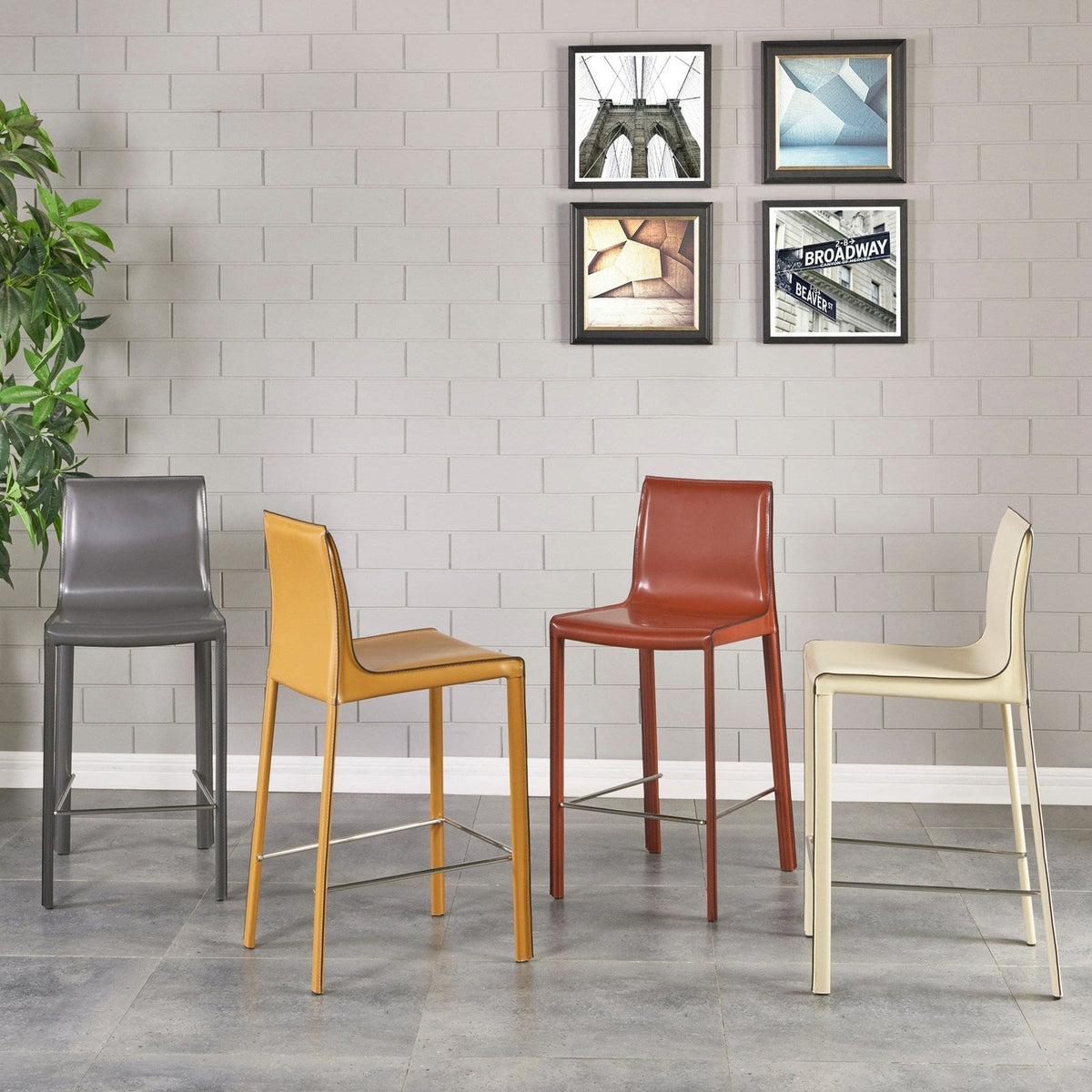 New Pacific Direct Gervin Recycled Leather Counter Stool, (Set of 2) -  448526R-29