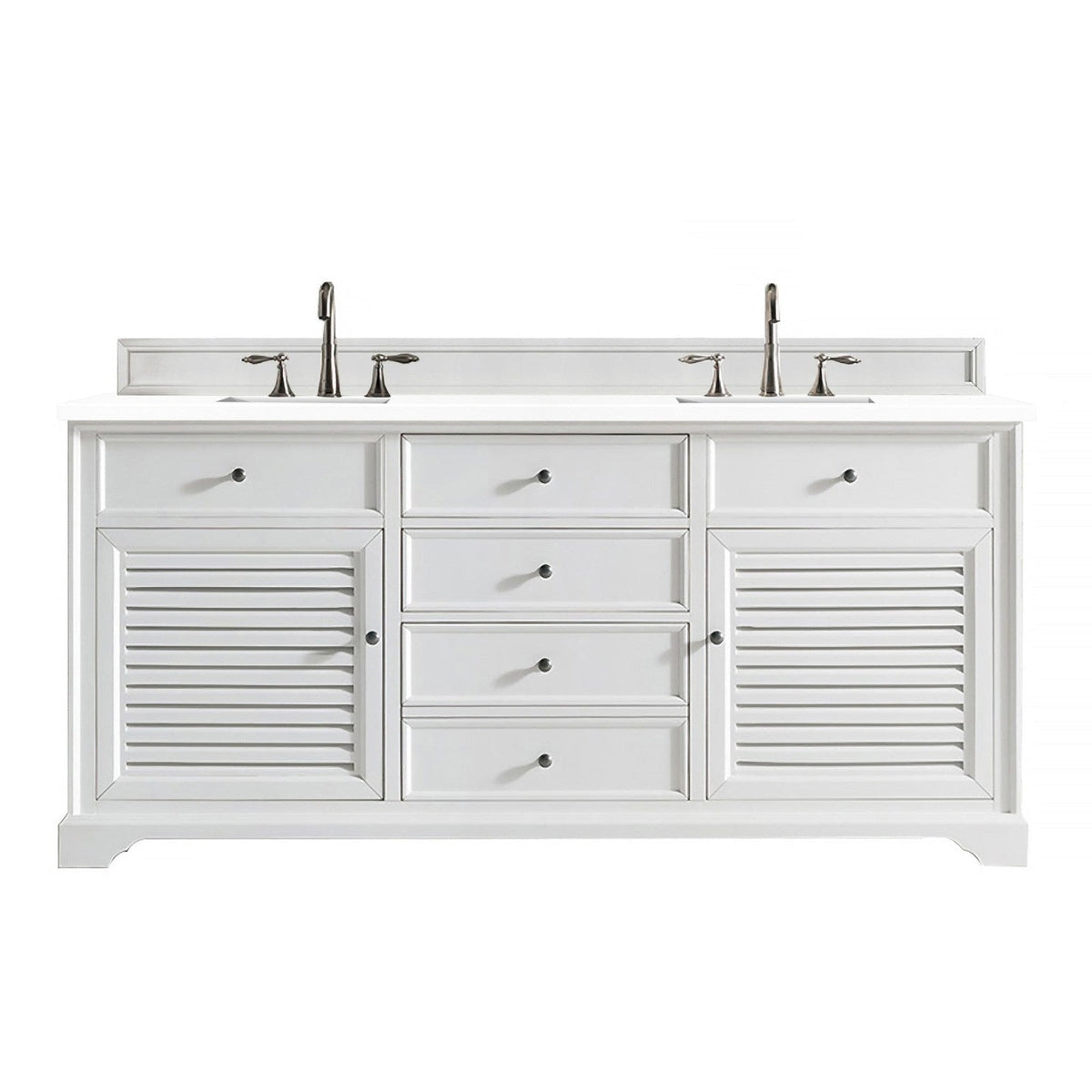 James Martin Vanities Savannah 72" Bright White Double Vanity - 238-104-V72-BW-3AF