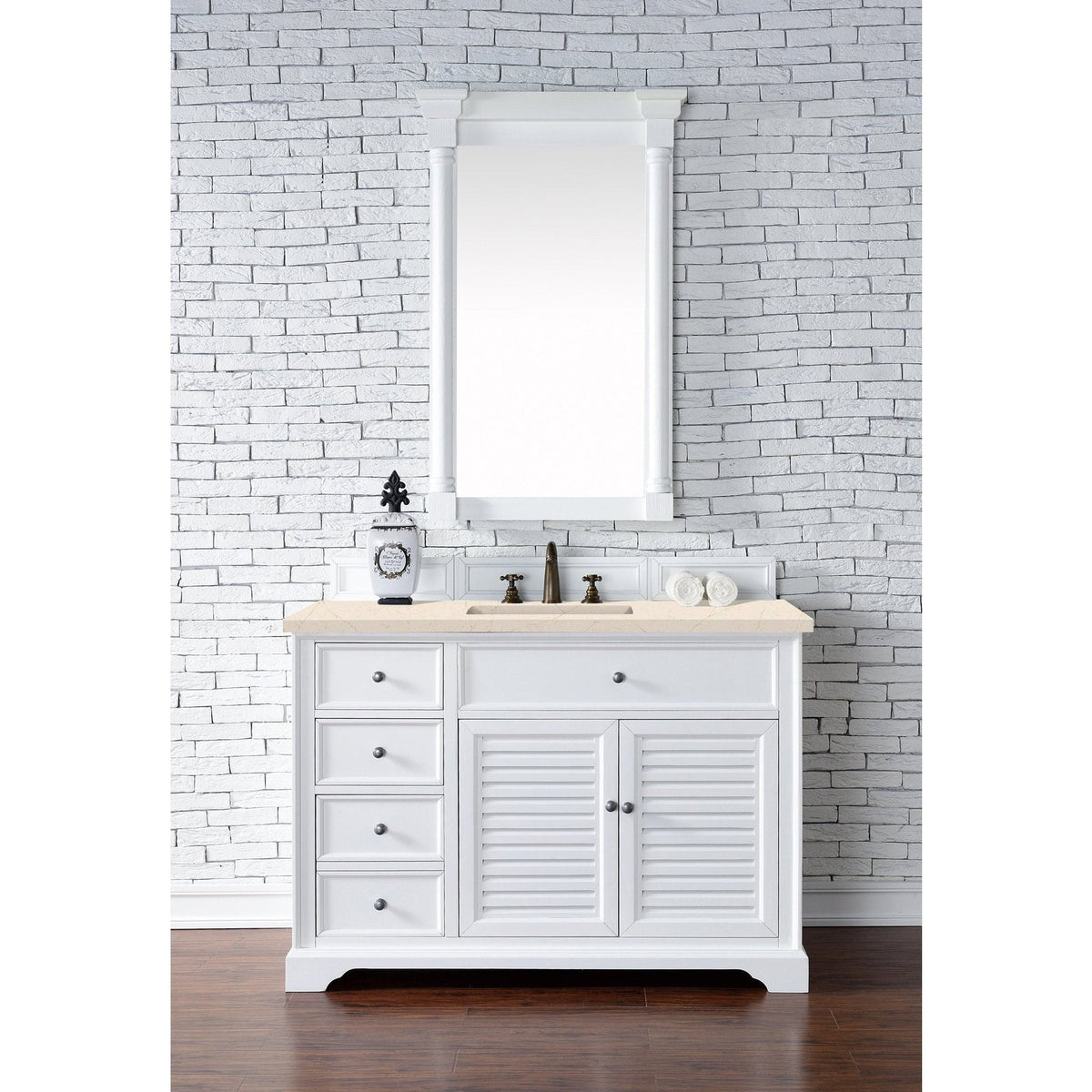 James Martin Vanities Savannah 48" Bright White Single Vanity - 238-104-V48-BW-3AF