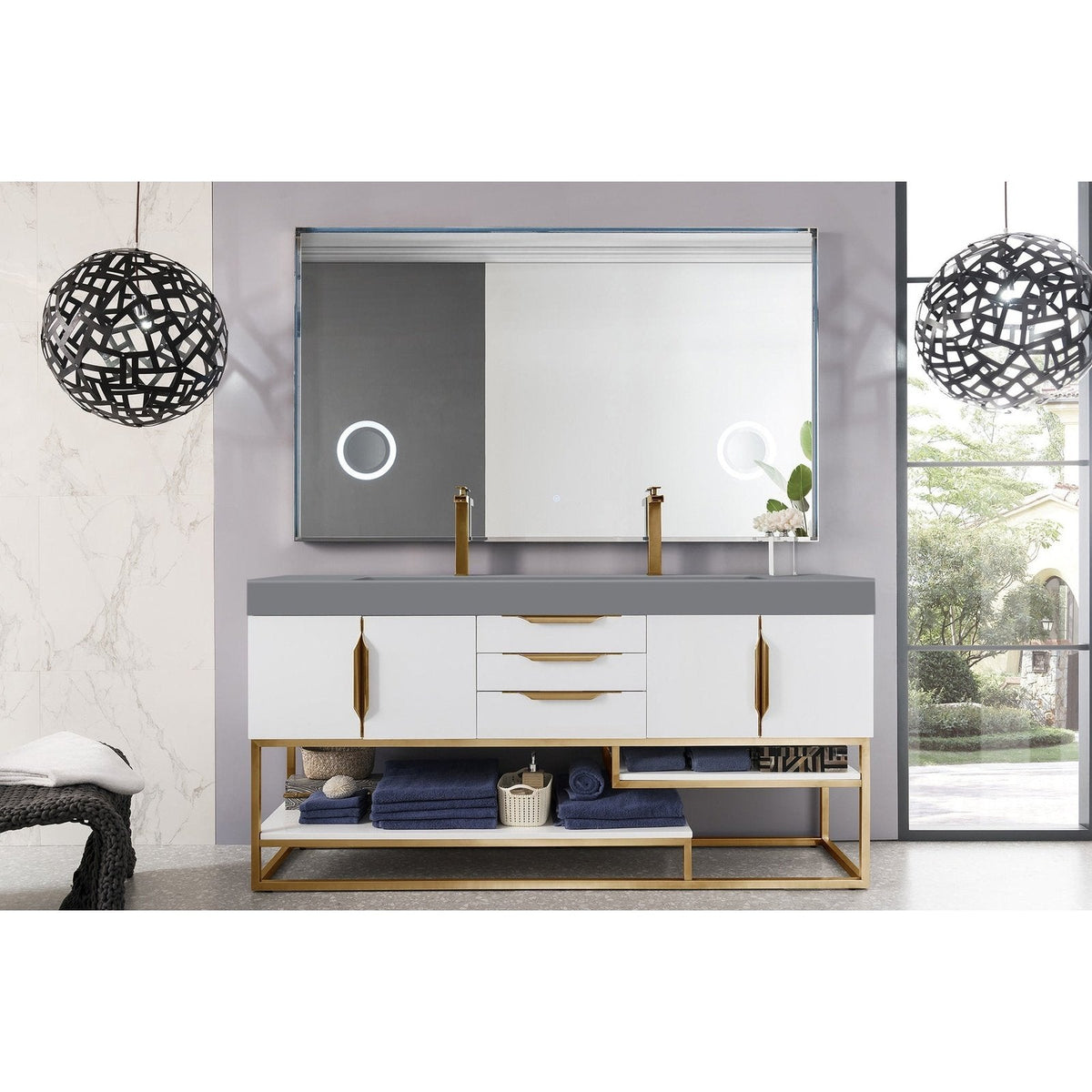 James Martin Vanities Columbia 72" Double Vanity - 388-V72D-AGR-MB-DGG