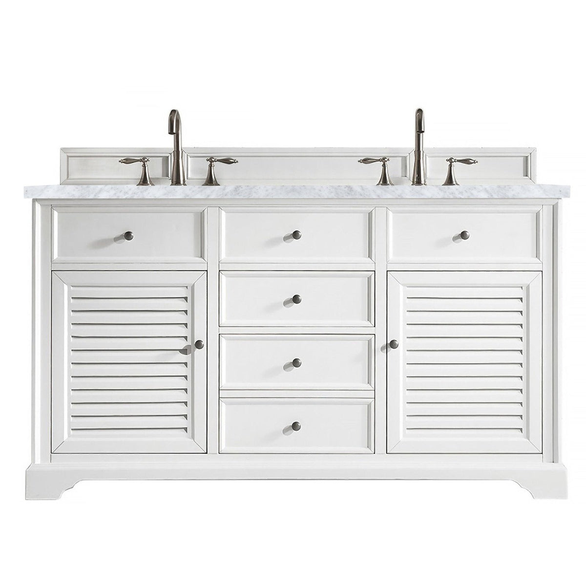James Martin Vanities Savannah 60" Bright White Double Vanity - 238-104-V60D-BW-3AF
